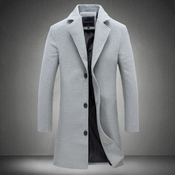 Autumn And Winter New Mens Solid Color Casual Business Woolen Coats - Image 6
