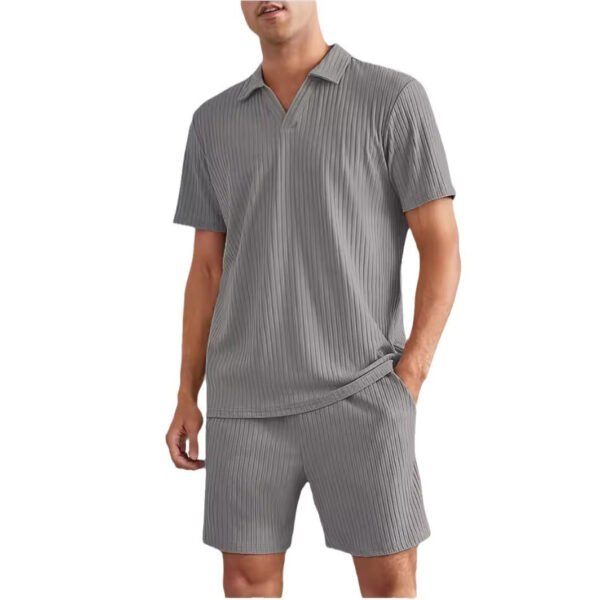 Fashion Casual Polo Short Sleeve Shirt Shorts Two-piece Set Men's Suit - Image 3