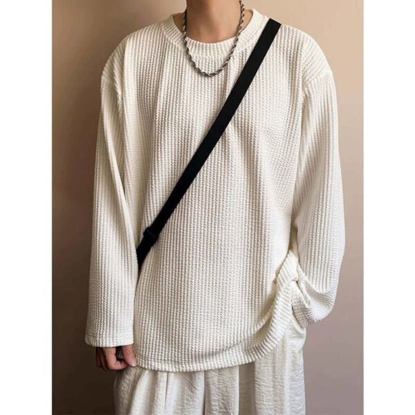 Fashion Men's Black Round Neck Loose Sweatshirt - Image 3
