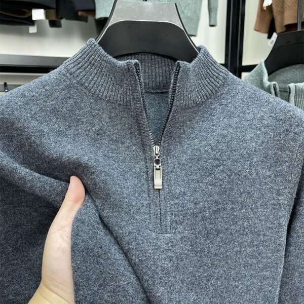 Casual Half Zipper Thermal Knitwear Coat - Image 2
