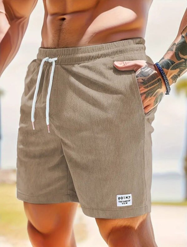 Lace-up Drawstring Shorts Summer Corduroy Sports Short Pants Mens Clothing - Image 11