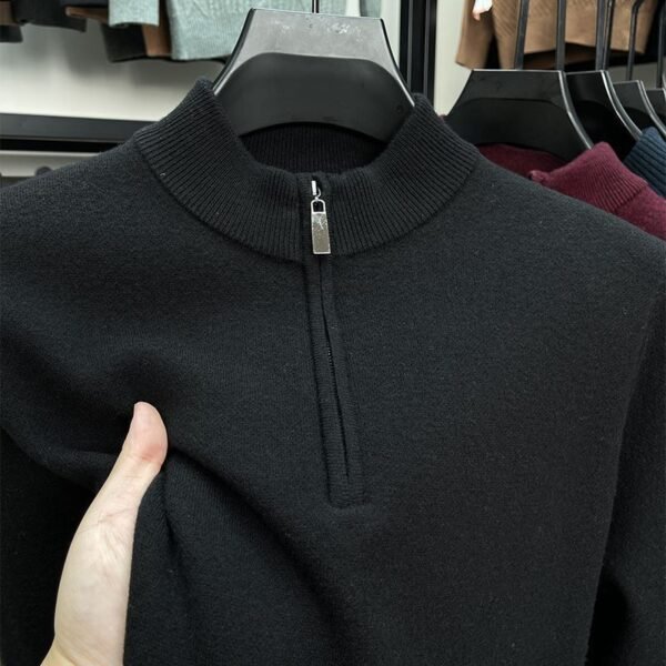 Casual Half Zipper Thermal Knitwear Coat - Image 3