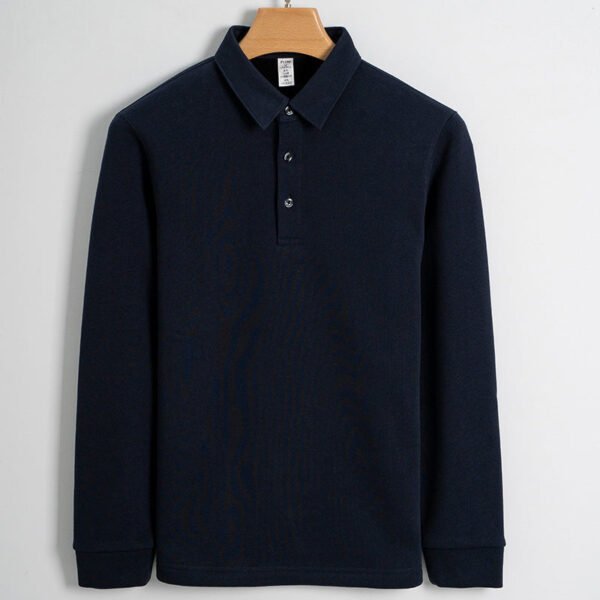 Fleece-lined Thickened Cotton Stretch Keep Warm Polo Shirt Men - Image 6