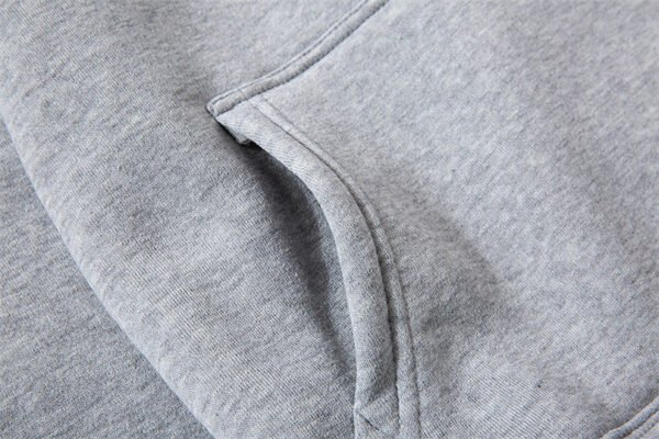 Fleece-lined Plain Letter Print Pocket Drawstring Print Hoodie - Image 6