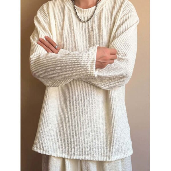 Fashion Men's Black Round Neck Loose Sweatshirt - Image 4