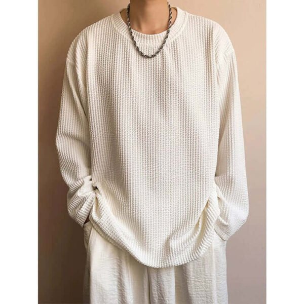 Fashion Men's Black Round Neck Loose Sweatshirt - Image 6