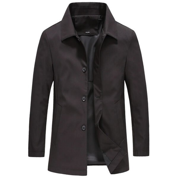 Fall Winter Men Polo Collar Solid Color Business Jacket Short Button Lightweight Coat - Image 6