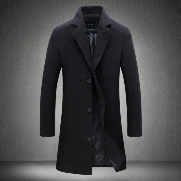 Autumn And Winter New Mens Solid Color Casual Business Woolen Coats - Image 4
