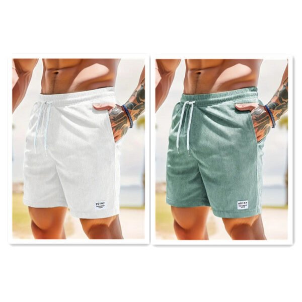 Lace-up Drawstring Shorts Summer Corduroy Sports Short Pants Mens Clothing - Image 2