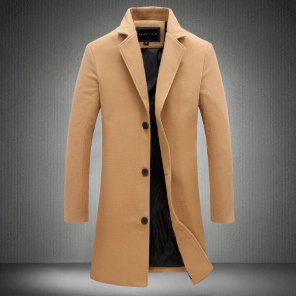 Autumn And Winter New Mens Solid Color Casual Business Woolen Coats - Image 7