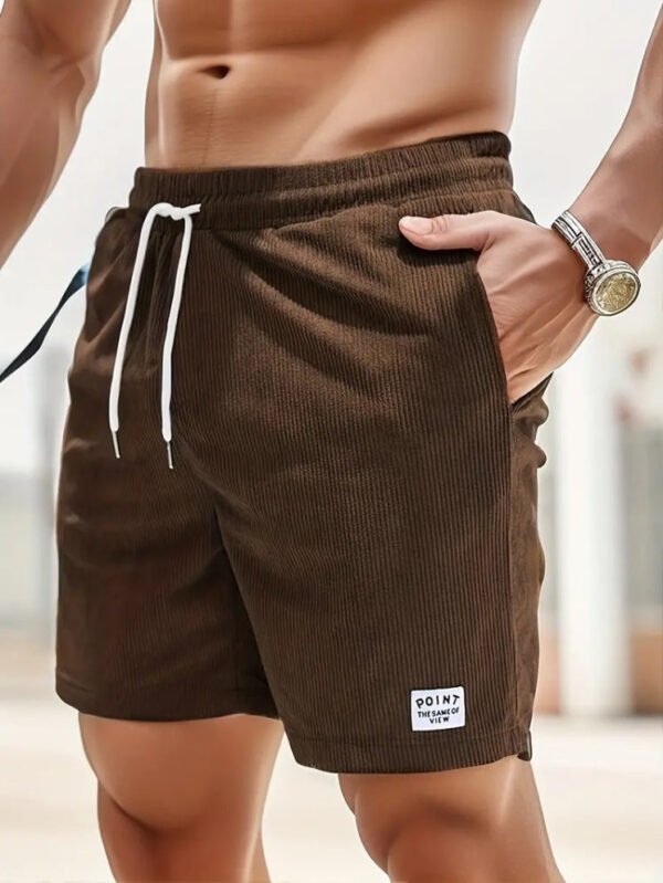 Lace-up Drawstring Shorts Summer Corduroy Sports Short Pants Mens Clothing - Image 7