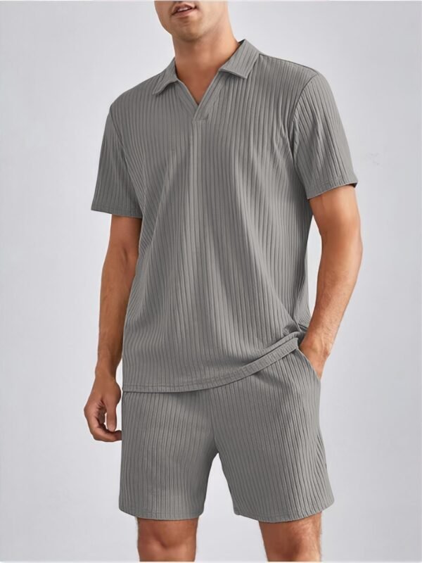 Fashion Casual Polo Short Sleeve Shirt Shorts Two-piece Set Men's Suit - Image 7