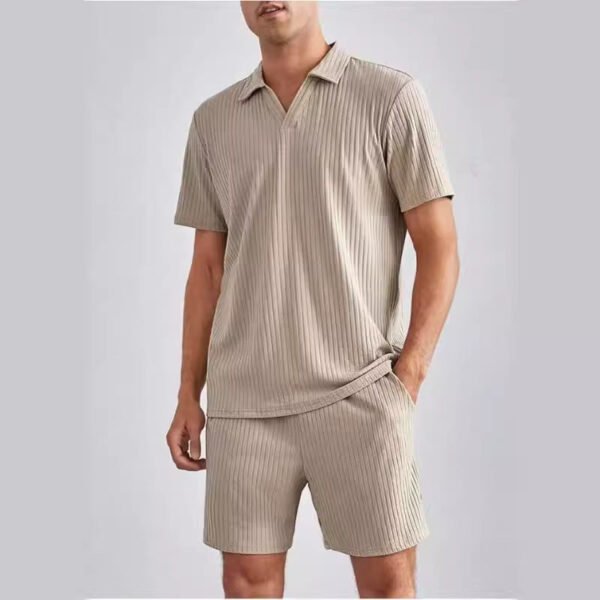 Fashion Casual Polo Short Sleeve Shirt Shorts Two-piece Set Men's Suit - Image 2