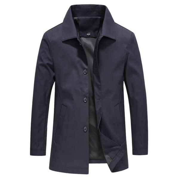 Fall Winter Men Polo Collar Solid Color Business Jacket Short Button Lightweight Coat - Image 8