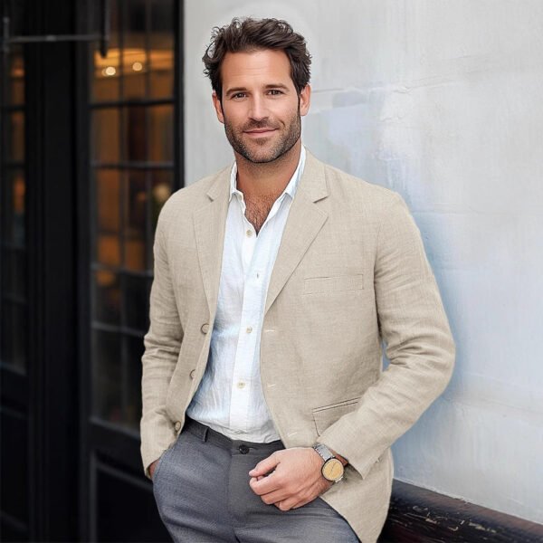 Men's Jacket Casual Cotton And Linen Suit - Image 3