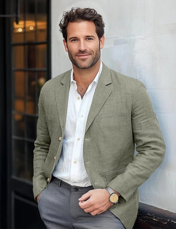 Men's Jacket Casual Cotton And Linen Suit - Image 8