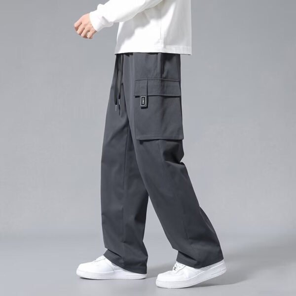 Large Loose Pockets Drawstring Boys Straight Cargo Pants - Image 5
