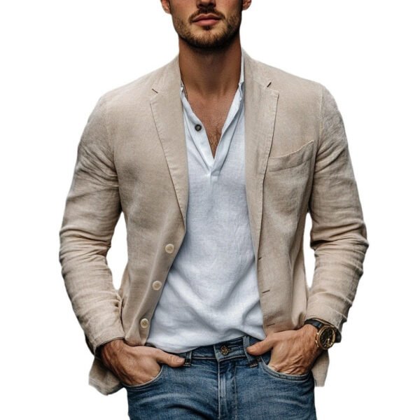 Men's Jacket Casual Cotton And Linen Suit - Image 2