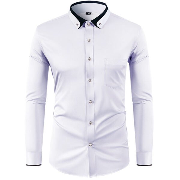 Color Effect Collar Design Solid Color Slim Fit Men's Shirt - Image 11