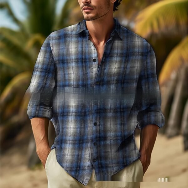 Men's Daily Leisure Lapel Long Sleeve Shirt - Image 4