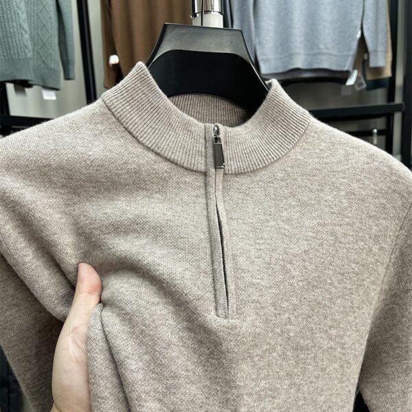 Casual Half Zipper Thermal Knitwear Coat - Image 5