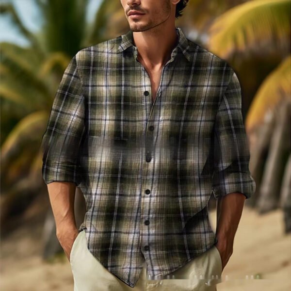 Men's Daily Leisure Lapel Long Sleeve Shirt - Image 3