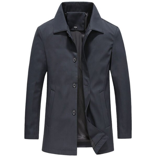 Fall Winter Men Polo Collar Solid Color Business Jacket Short Button Lightweight Coat - Image 7