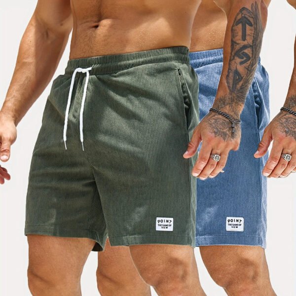 Lace-up Drawstring Shorts Summer Corduroy Sports Short Pants Mens Clothing - Image 19
