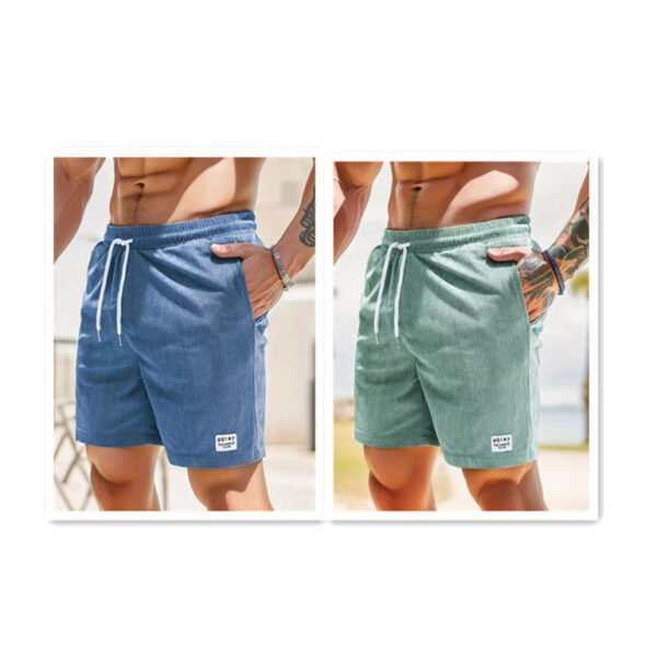 Lace-up Drawstring Shorts Summer Corduroy Sports Short Pants Mens Clothing - Image 3