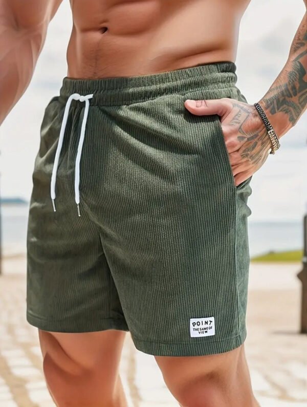 Lace-up Drawstring Shorts Summer Corduroy Sports Short Pants Mens Clothing - Image 5